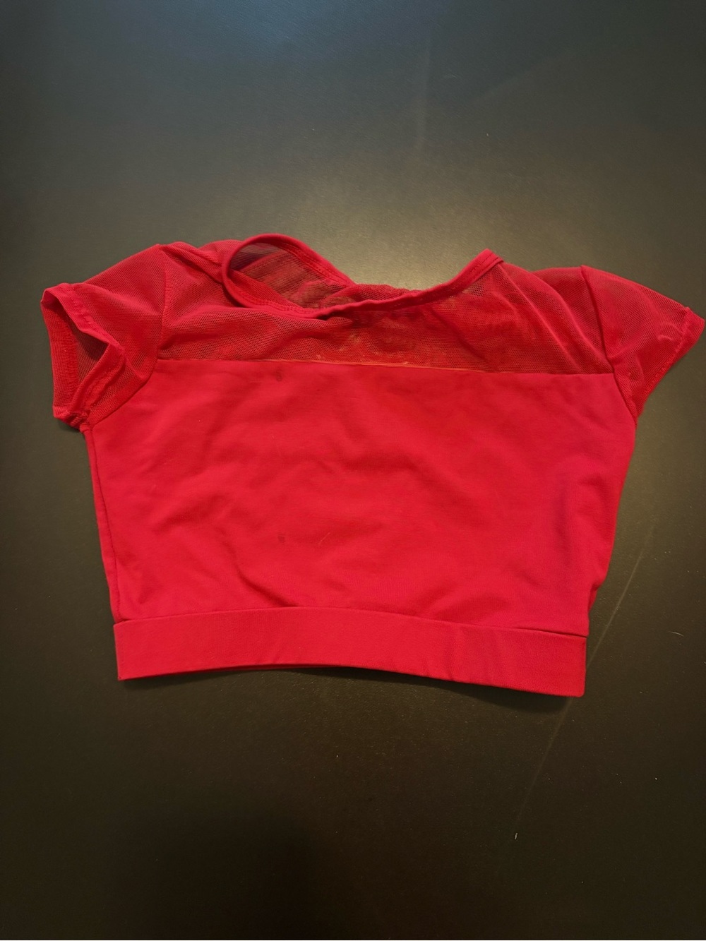 Girls' Red Mesh Yoke Crop Top